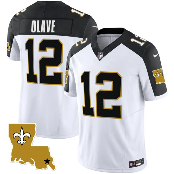 Men's New Orleans Saints #12 Chris Olave White Black 2023 F.U.S.E. 1987 Legacy Vapor Stitched Jersey Men's New Orleans Saints #12 Chris Olave White Black 2023 F.U.S.E. 1987 Legacy Vapor Stitched Jersey